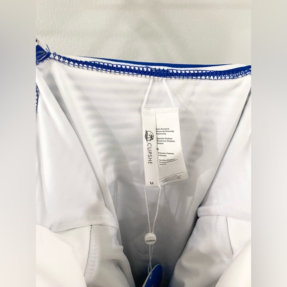 NWT Cupshe One Piece Bathing Suit Blue Stripe Size Medium - Picture 4 of 7